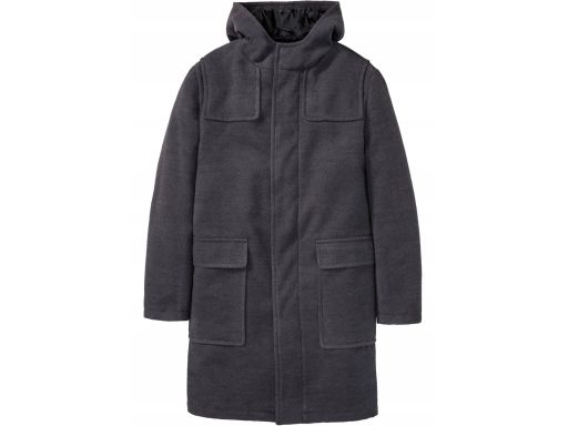 B.P.C męski płaszcz flauszowy szary z kapturem 60