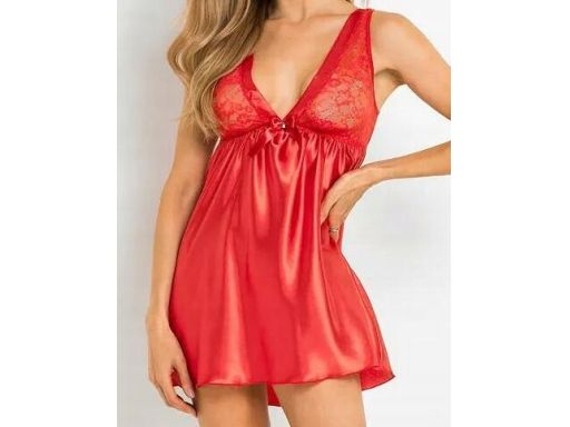 B.P.C koszula nocna babydoll satynowa czarna z koronką r.52/54