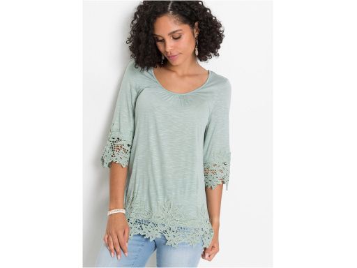 B.P.C t-shirt pistacjowy z koronką ^36/38