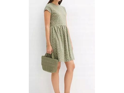 B.P.C sukienka dresowa zielona w drobne kwiatuszki ^44/46