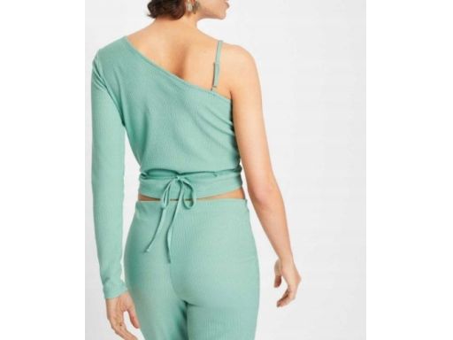 B.P.C krótka bluzka asymetryczna w prążek eukaliptusowy r.40/42