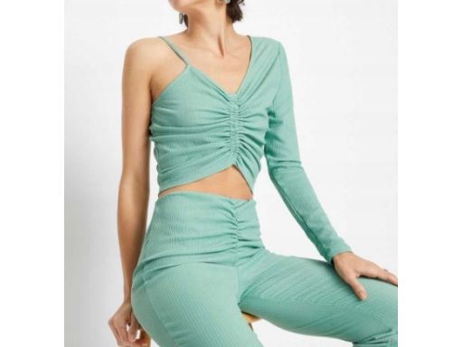 B.P.C krótka bluzka asymetryczna w prążek eukaliptusowy r.40/42