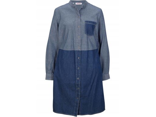 B.P.C sukienka koszulowa jeansowa dwukolorowa ze stójką r.34