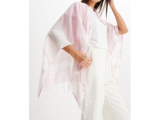 B.P.C poncho letnie biało-różowe bawełniane r.one size