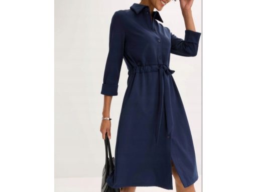 B.P.C sukienka szmizjerka granatowa punto di roma ^52/54