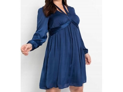 B.P.C atrakcyjna sukienka satynowa granatowa r.38