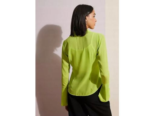 B.P.C bluzka koszulowa z szyfonu limonkowa r.44
