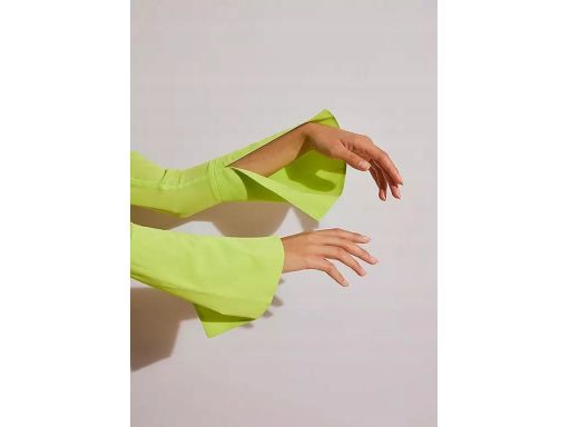 B.P.C bluzka koszulowa z szyfonu limonkowa r.44