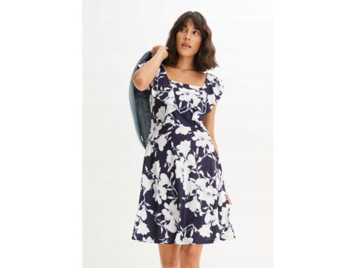 B.P.C sukienka nadruk biało-granatowa ^40/42