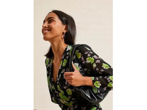 B.P.C czarna sukienka z marszczeniem ze wzorem roślinnym ^50