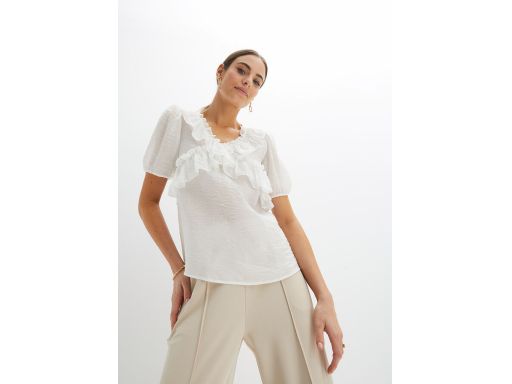 B.P.C biała bluzka z falbankami r.46