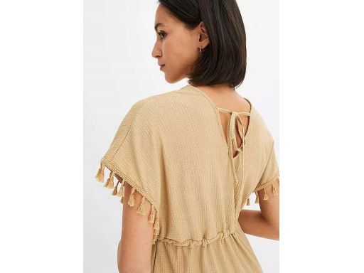 B.P.C sukienka z frędzlami beżowa r.44/46