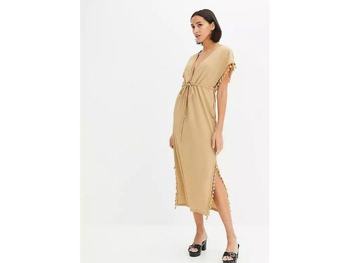 B.P.C sukienka z frędzlami beżowa r.44/46