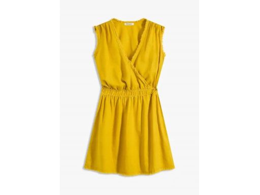 B.P.C sukienka lniana musztardowa z surowym wykończeniem r.46