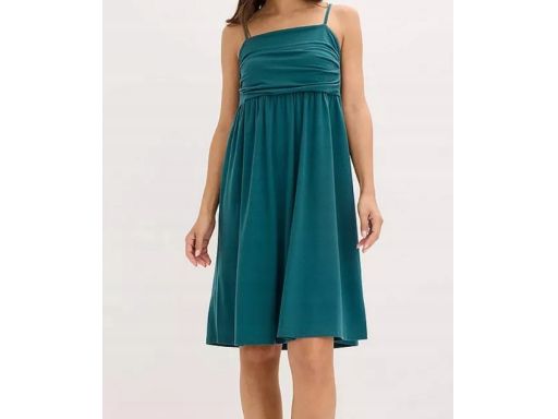 B.P.C letnia sukienka na ramiączka morska z marszczeniem r.48/50