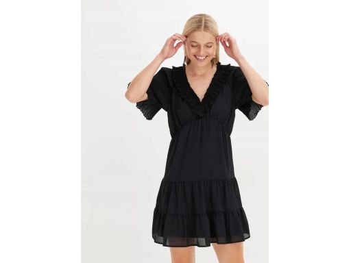 B.P.C sukienka z falbanami i plisowaniem czarna 52.