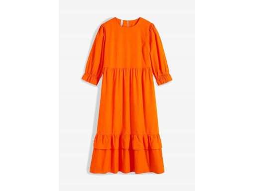 B.P.C pomarańczowa sukienka z falbankami bawełna midi 46.
