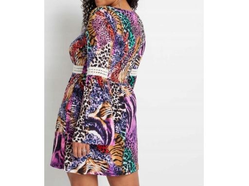 B.P.C kolorowa sukienka z szydełkową wstawką ^40/42