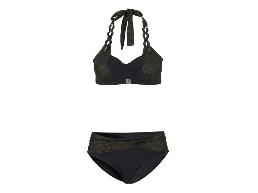 B.P.C bikini czarno złote ozdobne ramiączka figi w komplecie r.48(95B)
