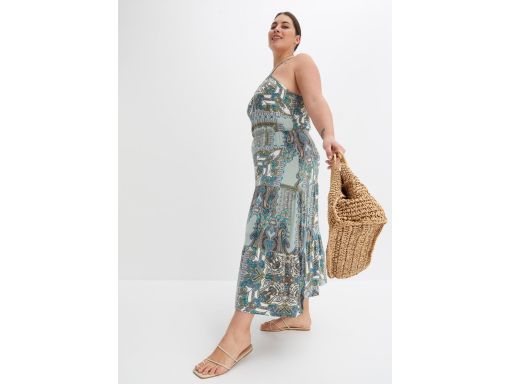 B.P.C sukienka maxi na cienkie ramiączka z nadrukiem r.44/46