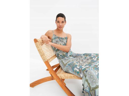 B.P.C sukienka maxi na cienkie ramiączka z nadrukiem r.44/46