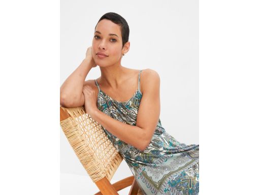 B.P.C sukienka maxi na cienkie ramiączka z nadrukiem r.44/46