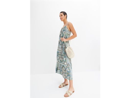 B.P.C sukienka maxi na cienkie ramiączka z nadrukiem r.44/46