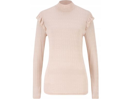 B.P.C golf beżowy prążkowany z falbankami cienki r.44/46