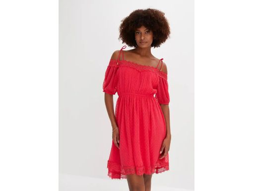 B.P.C sukienka asymetryczna różowa letnia szyfonowa carmen ^36