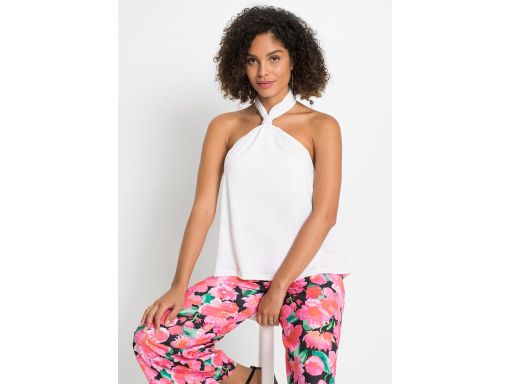 B.P.C biały top z zapięciem na szyi ^32/34