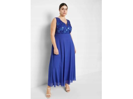 B.P.C sukienka wieczorowa szafirowa koronka cekiny r.46