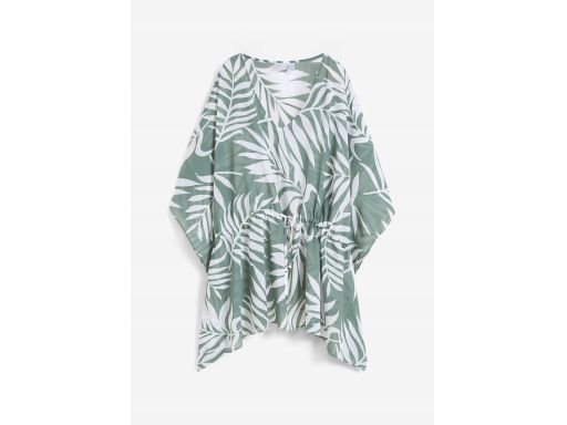 B.P.C szyfonowa tunika plażowa wzór roślinny liście khaki ^44/46