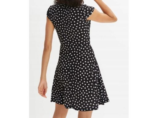 B.P.C sukienka czarna w białe grochy z wycięciami ^48/50