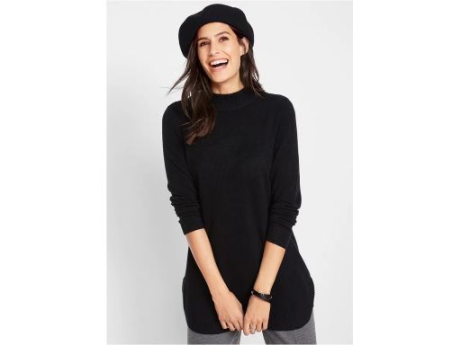 B.P.C czarny sweter ze stójką zaokrąglony dół ^44/46
