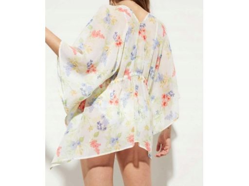 B.P.C tunika narzutka plażowa kimono w kwiaty 48/50.