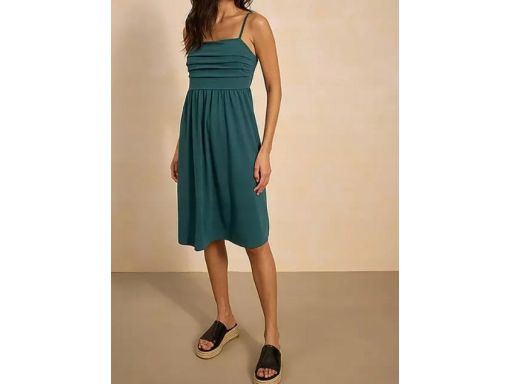 B.P.C letnia sukienka na ramiączka morska z marszczeniem 48/50.