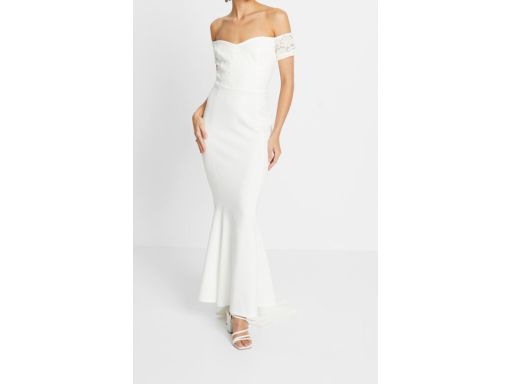 B.P.C suknia ślubna śmietankowa asymetryczna z koronką r.38