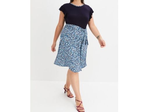 B.P.C granatowa sukienka z częścią spódnicową w kwiaty ^40/42