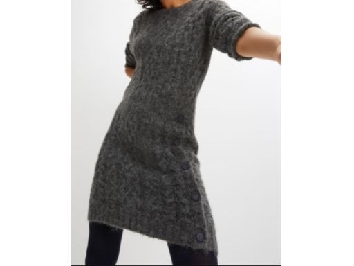 B.P.C sukienka dzianinowa szara z guzikami ^36/38