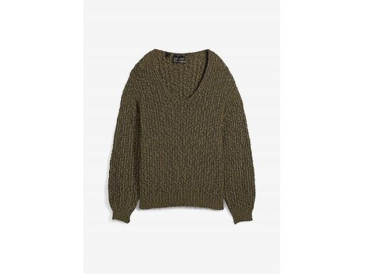 B.P.C Sweter z przędzy boucle zielony khaki ^44/46