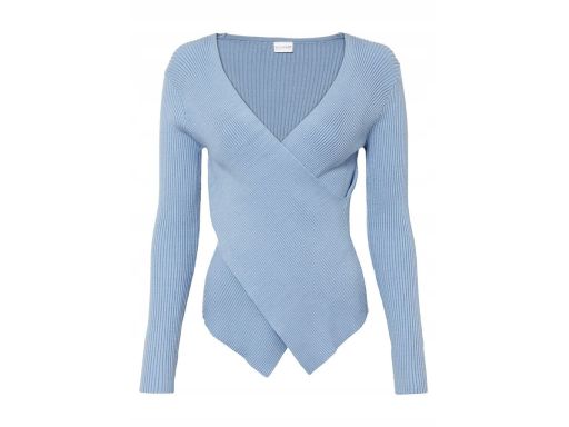 B.P.C prążkowany sweter kopertowy niebieski 48/50.