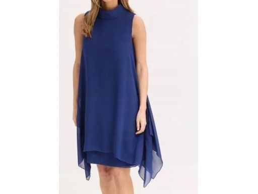 B.P.C sukienka szyfonowa asymetryczna granatowa r.52