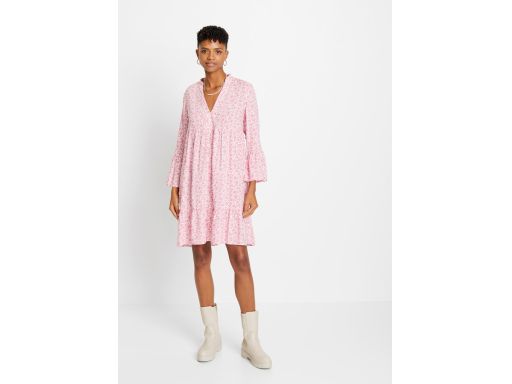 B.P.C sukienka z falbanami z wiskozy we wzory 34.