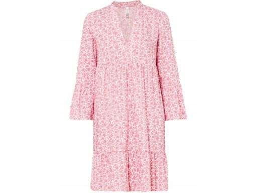 B.P.C sukienka z falbanami z wiskozy we wzory 34.