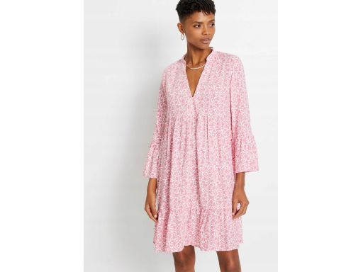 B.P.C sukienka z falbanami z wiskozy we wzory 34.