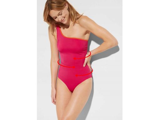 Kostium jednoczęściowy asymetryczny różowy na jedno ramię 40.