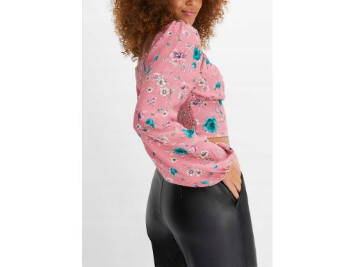 B.P.C krótka bluzka z marszczeniem w kwiatuszki 46.