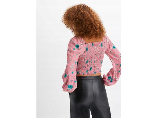 B.P.C krótka bluzka z marszczeniem w kwiatuszki 46.