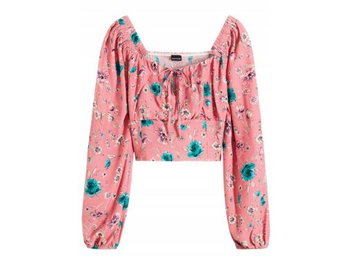 B.P.C krótka bluzka z marszczeniem w kwiatuszki 46.