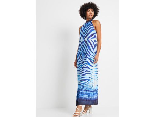 B.P.C sukienka maxi z dekoltem halter niebieska ^40/42